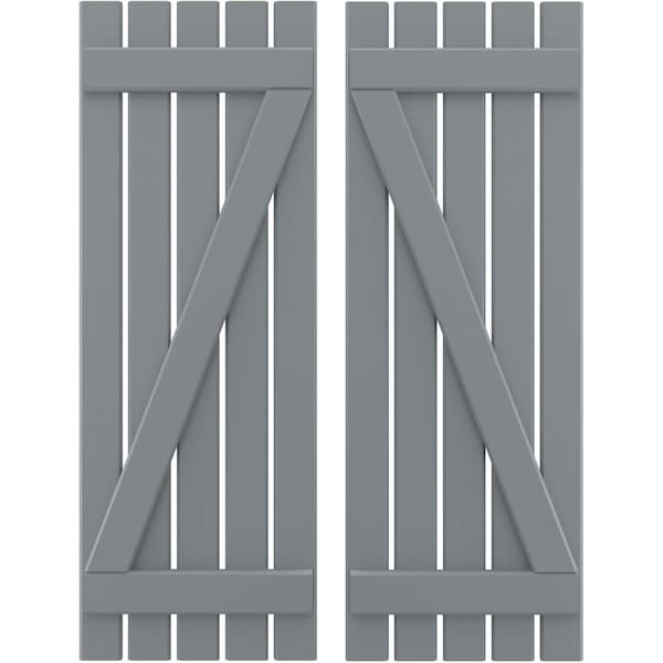 Ekena Millwork Americraft 5-Board (2 Batten) Wood Spaced Board-n-Batten Shutters w/ Z-Bar, ARW102SB519X77CHH, PR ARW102SB519X77CHH - main